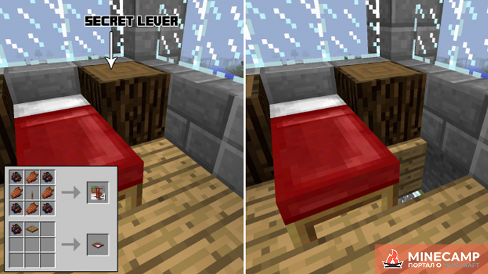 Secret Rooms Mod мод на скрытые сундуки и люки для Minecraft 1.7.10